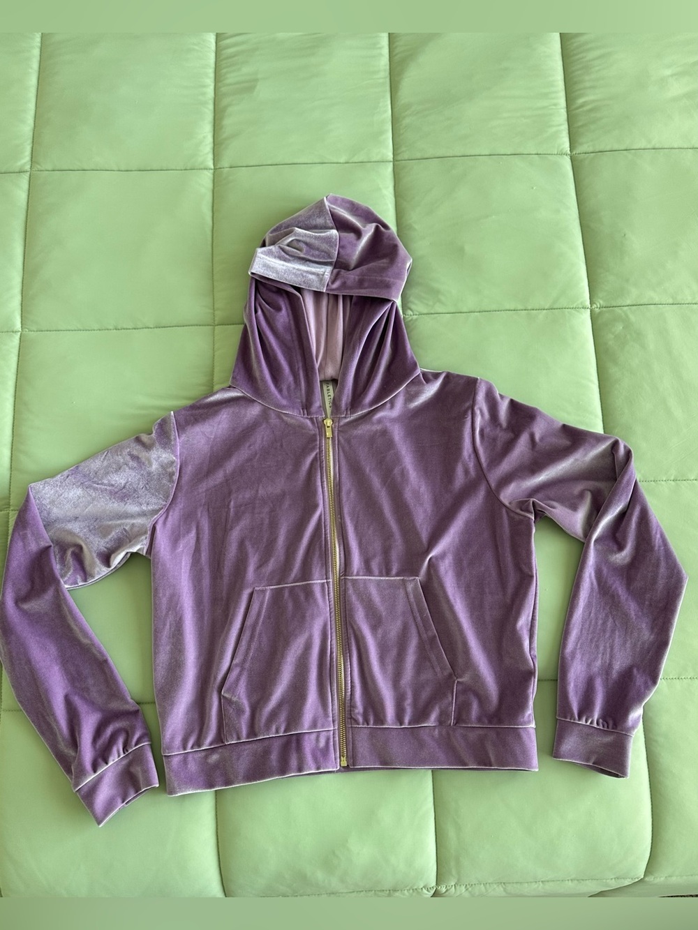 Fabletics Crushed Velvet Zip Up Hooded Jacket